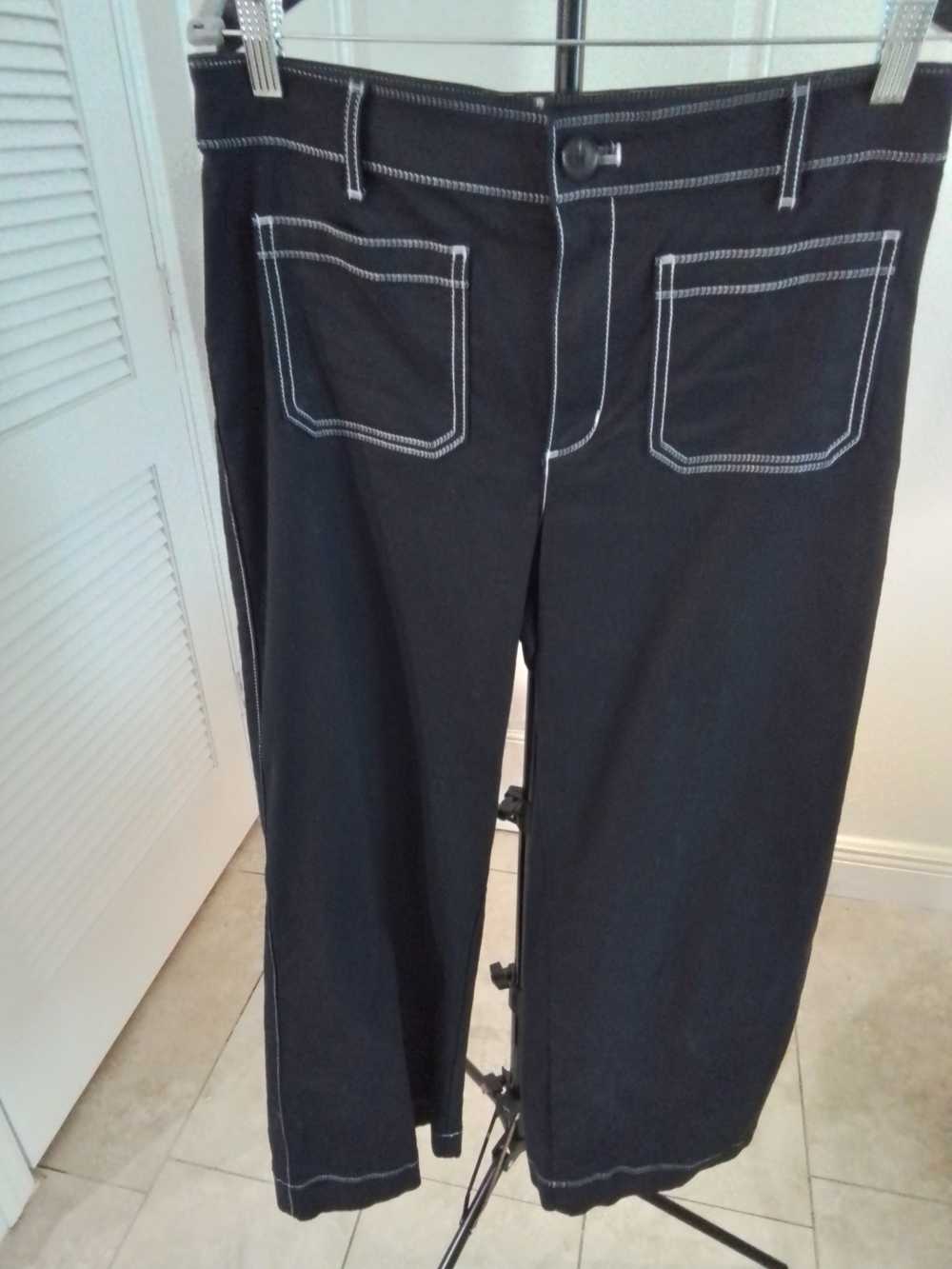 LOFT Black Chinos with White Contrast Stitching